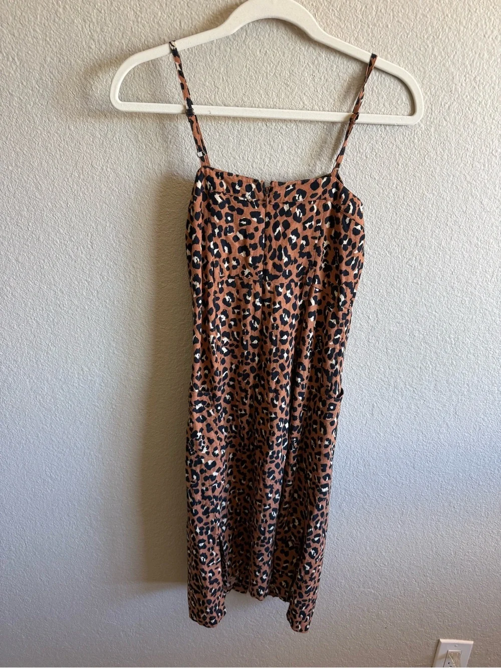 Rails Evie Golden Leopard Mini Dress Linen Blend XS Spring Summer Flowy
